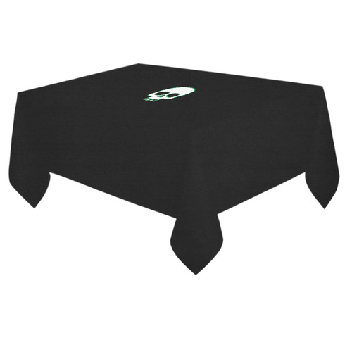Green Neon Skull Cotton Linen Tablecloth 60"x 84"