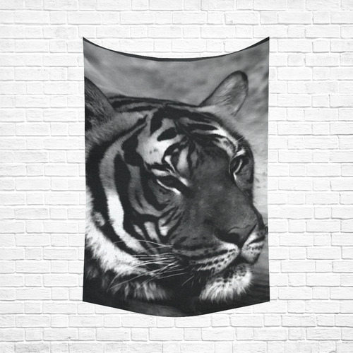 B&W Tiger Cotton Linen Wall Tapestry 60"x 90"