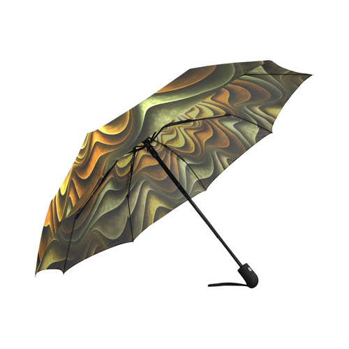 Gold Copper Green Fractal Flower Auto-Foldable Umbrella (Model U04)