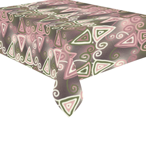 Cute Pink Swirly Triangles Cotton Linen Tablecloth 60"x 84"