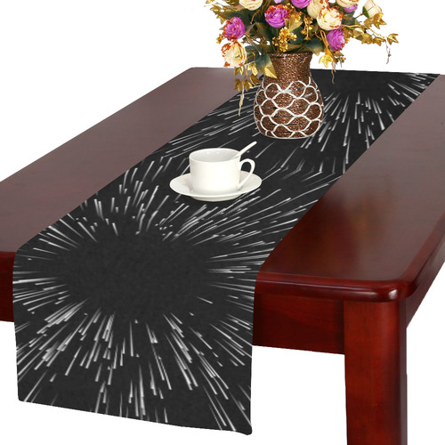 Abstract Explosion Monochrome Graphics Table Runner 16x72 inch