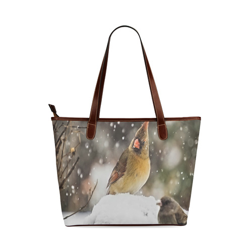 Cardinal In The Snow Shoulder Tote Bag (Model 1646)