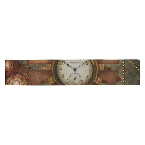 Steampunk, wonderful clocks in noble design Table Runner 14x72 inch