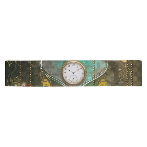 Steampunk, elegant design with heart Table Runner 14x72 inch