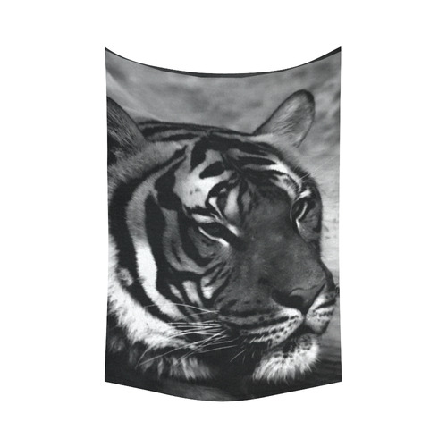 B&W Tiger Cotton Linen Wall Tapestry 60"x 90"