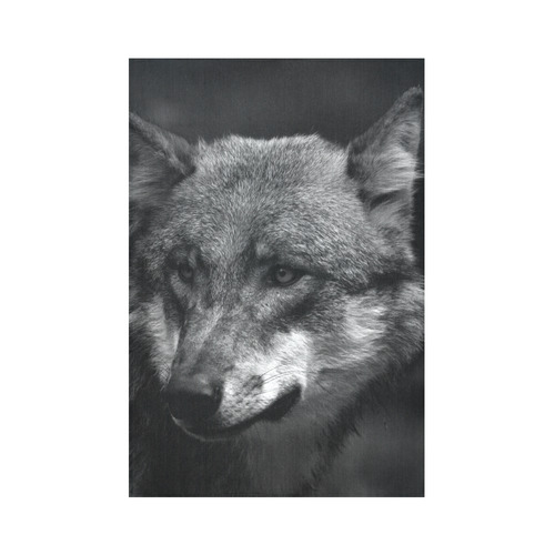 B&W Wolf Cotton Linen Wall Tapestry 60"x 90"