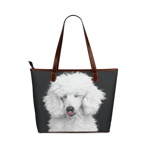 Silly White Poodle Shoulder Tote Bag (Model 1646)