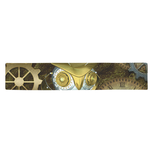 Steampunk, mechanical owl Table Runner 14x72 inch