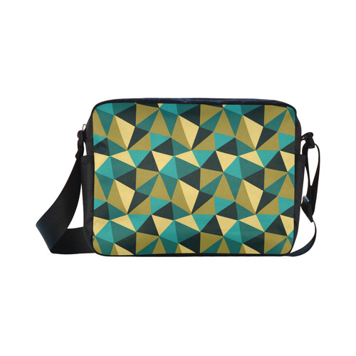 Black Gold Turquoise Abstract Triangles Classic Cross-body Nylon Bags (Model 1632)