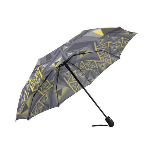 Gray Gold Modern Triangle Pattern Auto-Foldable Umbrella (Model U04)