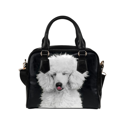 Silly White Poodle Shoulder Handbag (Model 1634)