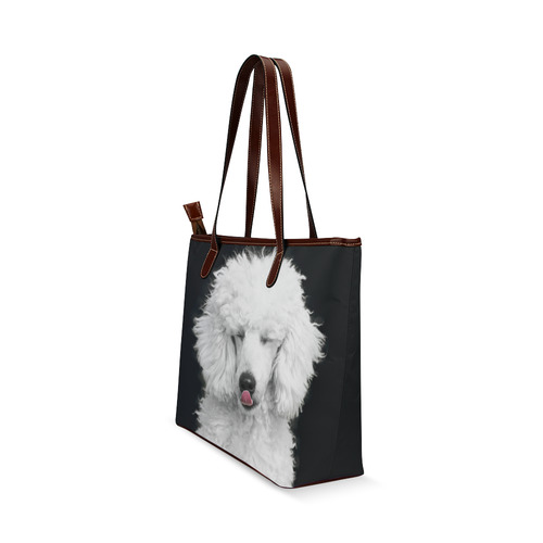 Silly White Poodle Shoulder Tote Bag (Model 1646)