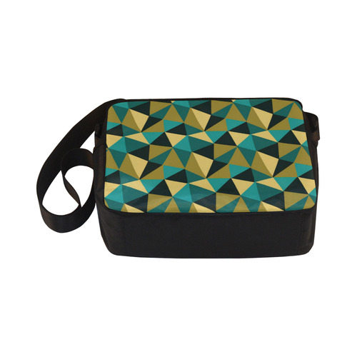 Black Gold Turquoise Abstract Triangles Classic Cross-body Nylon Bags (Model 1632)