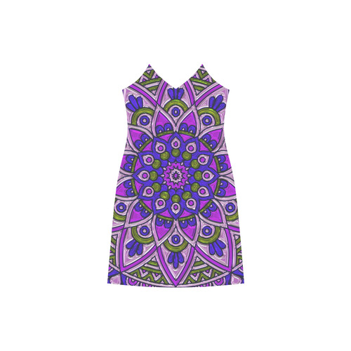 Blue Purple Olive Fractal Flower V-Neck Open Fork Long Dress(Model D18)