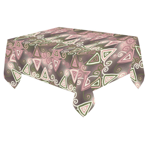 Cute Pink Swirly Triangles Cotton Linen Tablecloth 60"x 84"