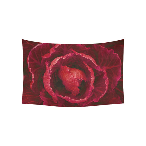 Red Cabbage Leaves Nature Art Cotton Linen Wall Tapestry 60"x 40"