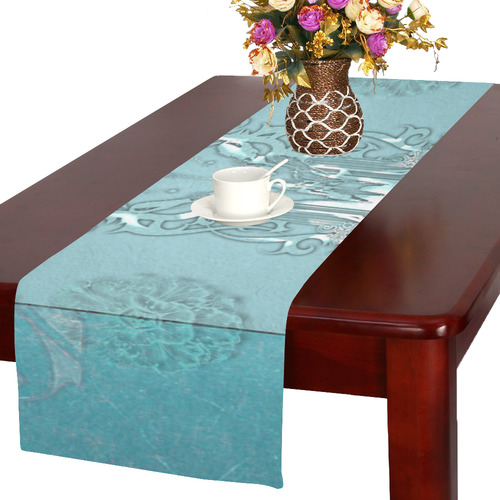 Soft blue decorative design Table Runner 16x72 inch