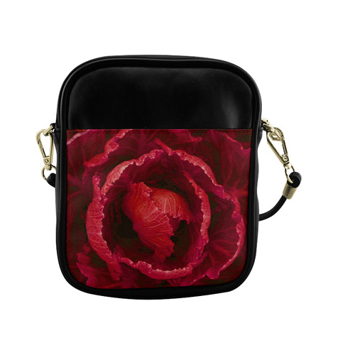 Red Cabbage Leaves Nature Art Sling Bag (Model 1627)