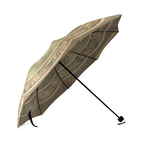 Lion with floral elements, vintage Foldable Umbrella (Model U01)