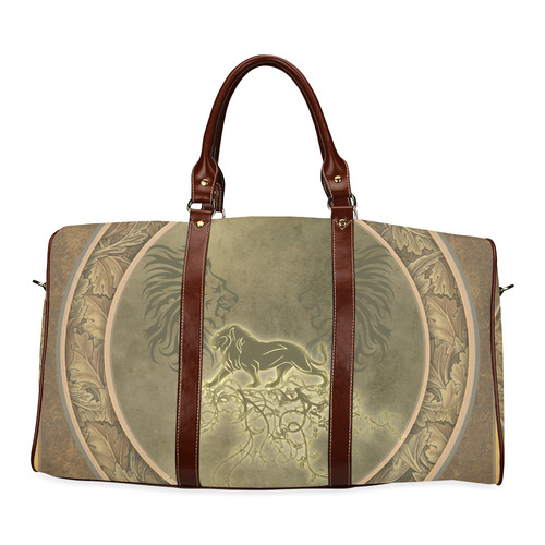 Lion with floral elements, vintage Waterproof Travel Bag/Small (Model 1639)