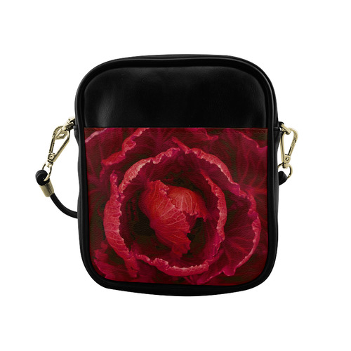 Red Cabbage Leaves Nature Art Sling Bag (Model 1627)