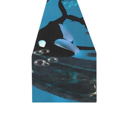 Amazing orcas , underwater world Table Runner 16x72 inch