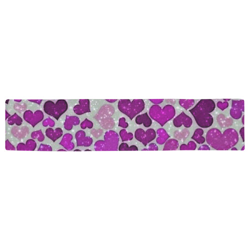 sparkling hearts purple Table Runner 16x72 inch