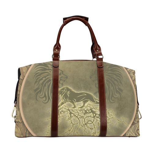 Lion with floral elements, vintage Classic Travel Bag (Model 1643) Remake