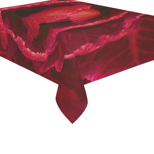 Red Cabbage Leaves Nature Art Cotton Linen Tablecloth 60"x 84"