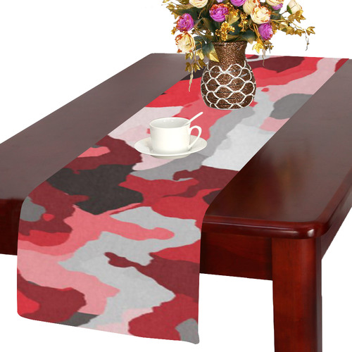 camouflage red,black Table Runner 14x72 inch