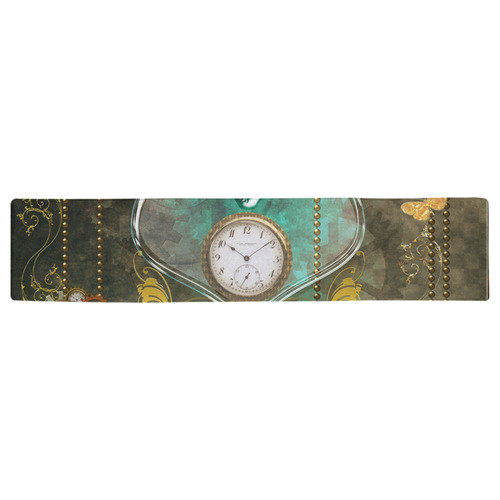 Steampunk, elegant design with heart Table Runner 16x72 inch