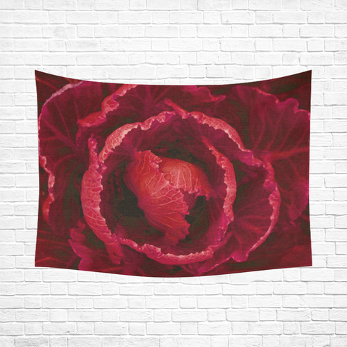 Red Cabbage Leaves Nature Art Cotton Linen Wall Tapestry 80"x 60"