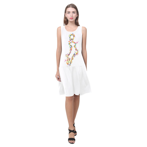 Playing Dog with Ball Sleeveless Splicing Shift Dress(Model D17)