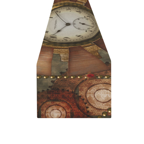 Steampunk, wonderful clocks in noble design Table Runner 16x72 inch