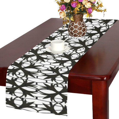 stunning black and white 10 Table Runner 14x72 inch