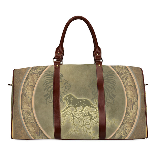 Lion with floral elements, vintage Waterproof Travel Bag/Large (Model 1639)