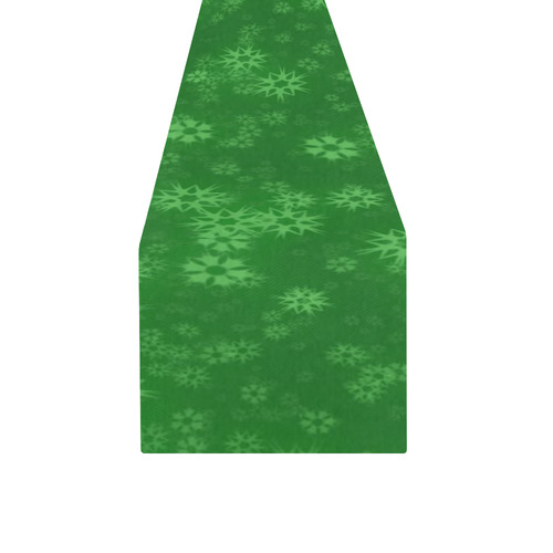 Snow stars green Table Runner 14x72 inch