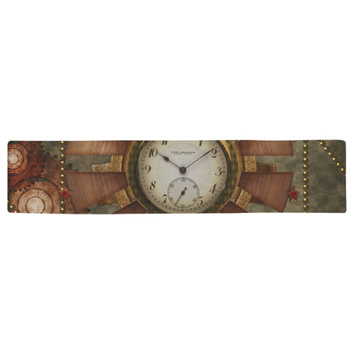 Steampunk, wonderful clocks in noble design Table Runner 16x72 inch