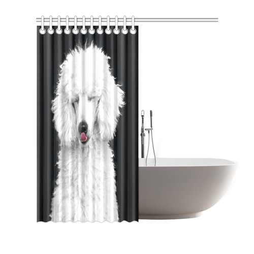 Silly White Poodle Shower Curtain 72"x72"