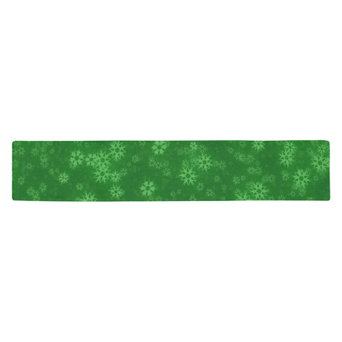 Snow stars green Table Runner 14x72 inch