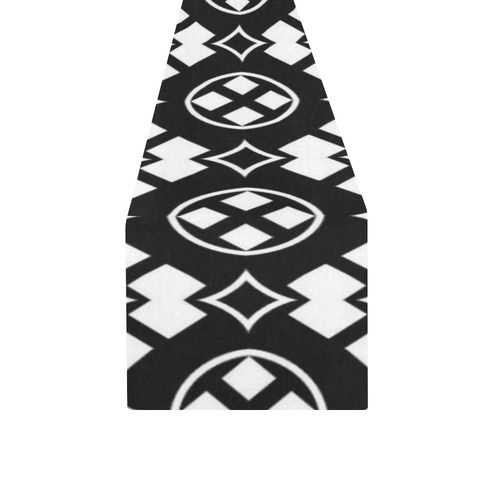 black and white Pattern 3416 Table Runner 14x72 inch