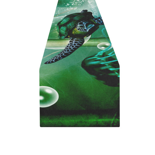 Turtle with jelly fsih Table Runner 16x72 inch