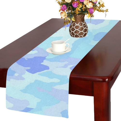 camouflage , aqua Table Runner 14x72 inch