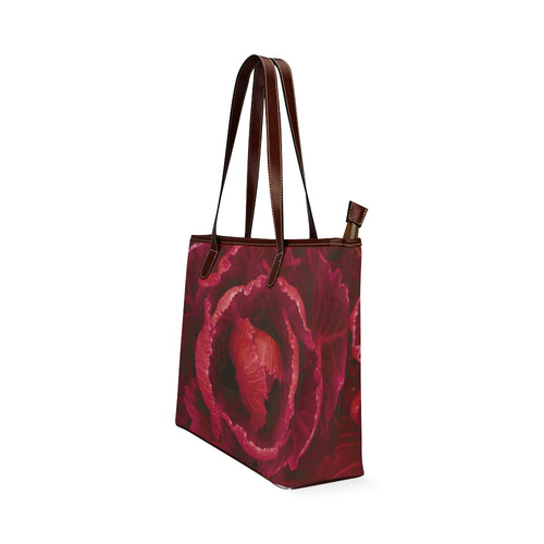 Red Cabbage Leaves Nature Art Shoulder Tote Bag (Model 1646)