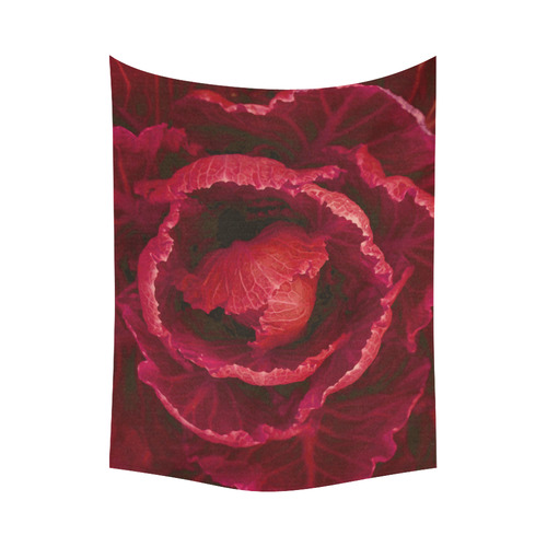 Red Cabbage Leaves Nature Art Cotton Linen Wall Tapestry 80"x 60"