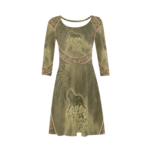 Lion with floral elements, vintage 3/4 Sleeve Sundress (D23)