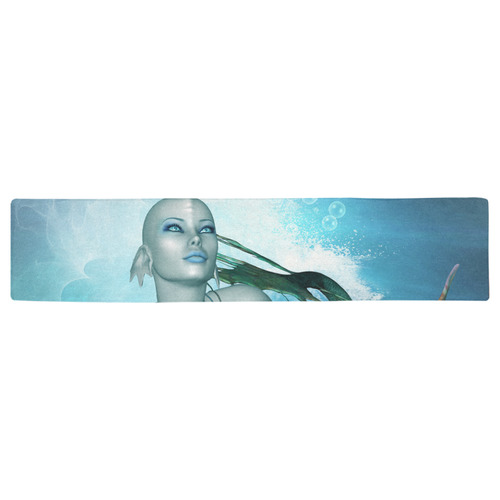 Wonderful mermaid in blue colors Table Runner 16x72 inch