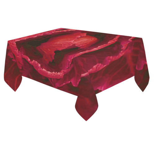 Red Cabbage Leaves Nature Art Cotton Linen Tablecloth 60"x 84"