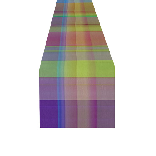 modern plaid, cool colors Table Runner 14x72 inch