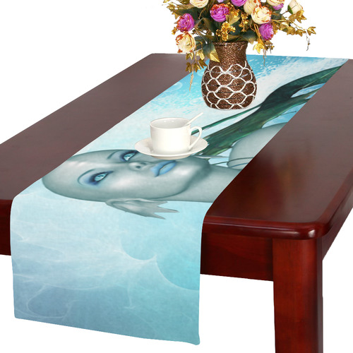 Wonderful mermaid in blue colors Table Runner 16x72 inch